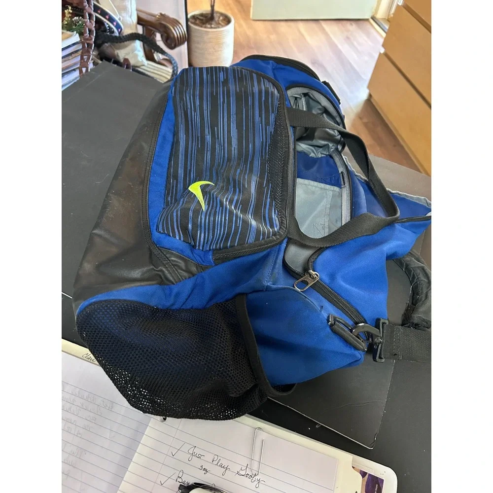 Nike Blue Black Stripe Small‎ Duffel Bag Gym Sports Travel Carry On